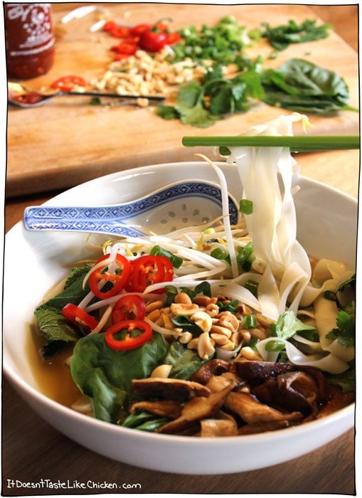 Quick vegan pho. A total bowl of health. This baby will make colds run away in horror. #itdoesnttastelikechicken