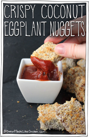 Crispy Coconut Eggplant Nuggets! So healthy and so yummy! #itdoesnttastelikechicken