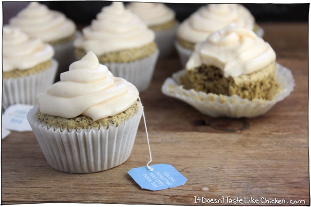 Vegan Earl Grey Cupcakes. A perfect treat for Mothers Day, any special occasion, or just because you are in a cupcake mood (because who needs an excuse to eat a cupcake). #itdoesnttastelikechicken