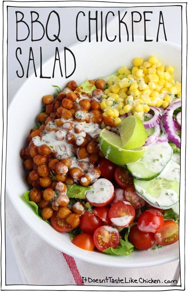 BBQ Chickpea Salad: hearty, healthy, satisfying, eat your veggies and lick your fingers kind of salad. #itdoesnttastelikechicken