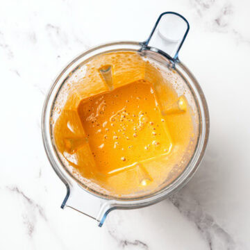 Vegan nacho cheese sauce in blender.