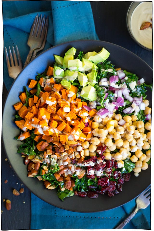 25 Hearty Vegan Salads That Will Fill You Up! These recipes are filling enough to be the main dish. Jam packed full of nutrition, perfect for a healthy meal. #itdoesnttastelikechicken
