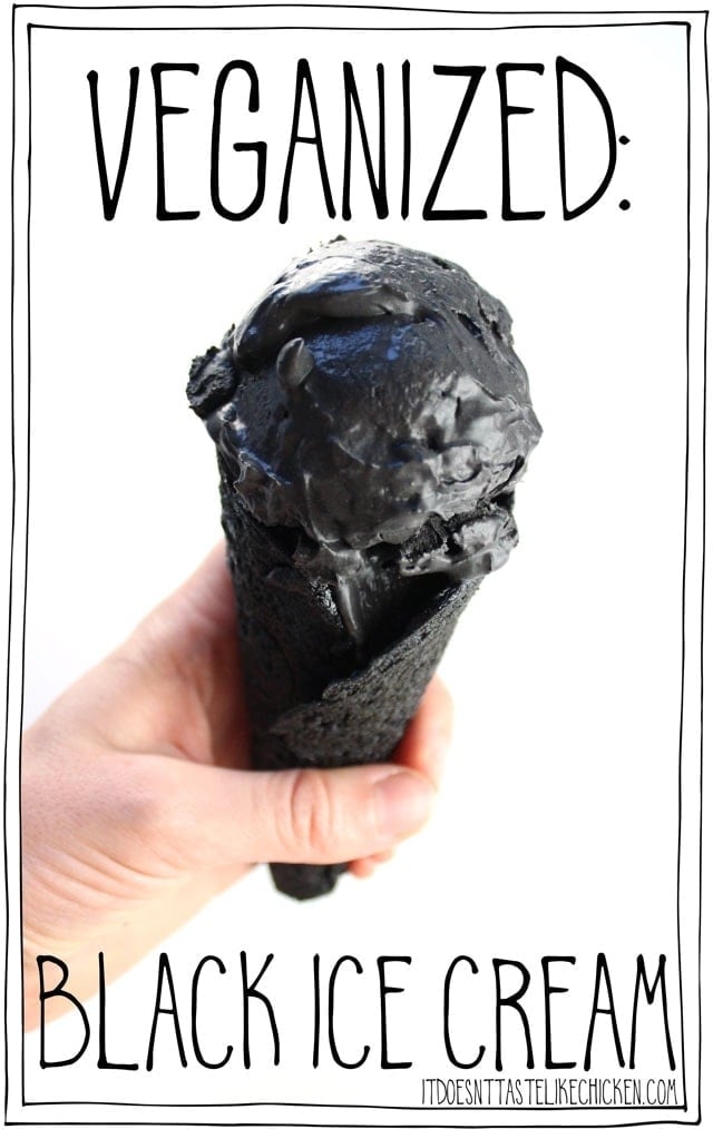 VEGANIZED: Black Ice Cream! I took the viral food trend of black ice cream and made it vegan! This DIY charcoal ice cream is crazy looking but tastes delicious. Watch the video to find out more. #itdoesnttastelikechicken #blackicecream #veganrecipes