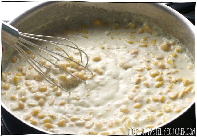 just whisk the 8 ingredients together for the easiest and best dairy-free creamed corn.
