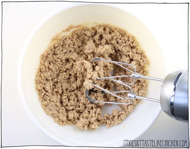 Mix all of the ingredients together to form the perfect cookie dough for the fig bars.