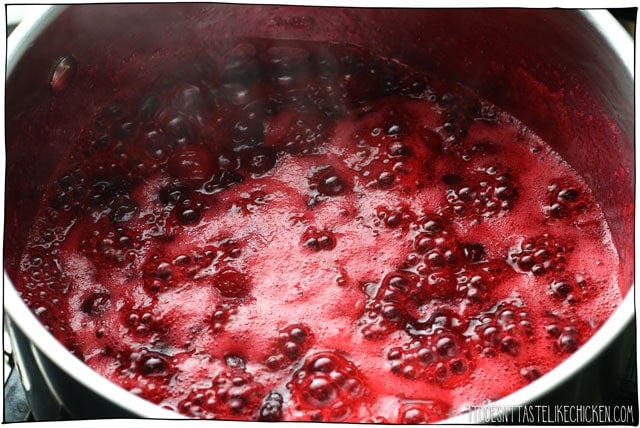 Then cook the easy cranberry sauce for 10 to 15 minutes.