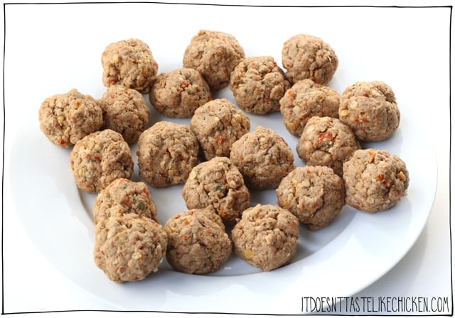 roll the dough into balls to make seitan meatballs