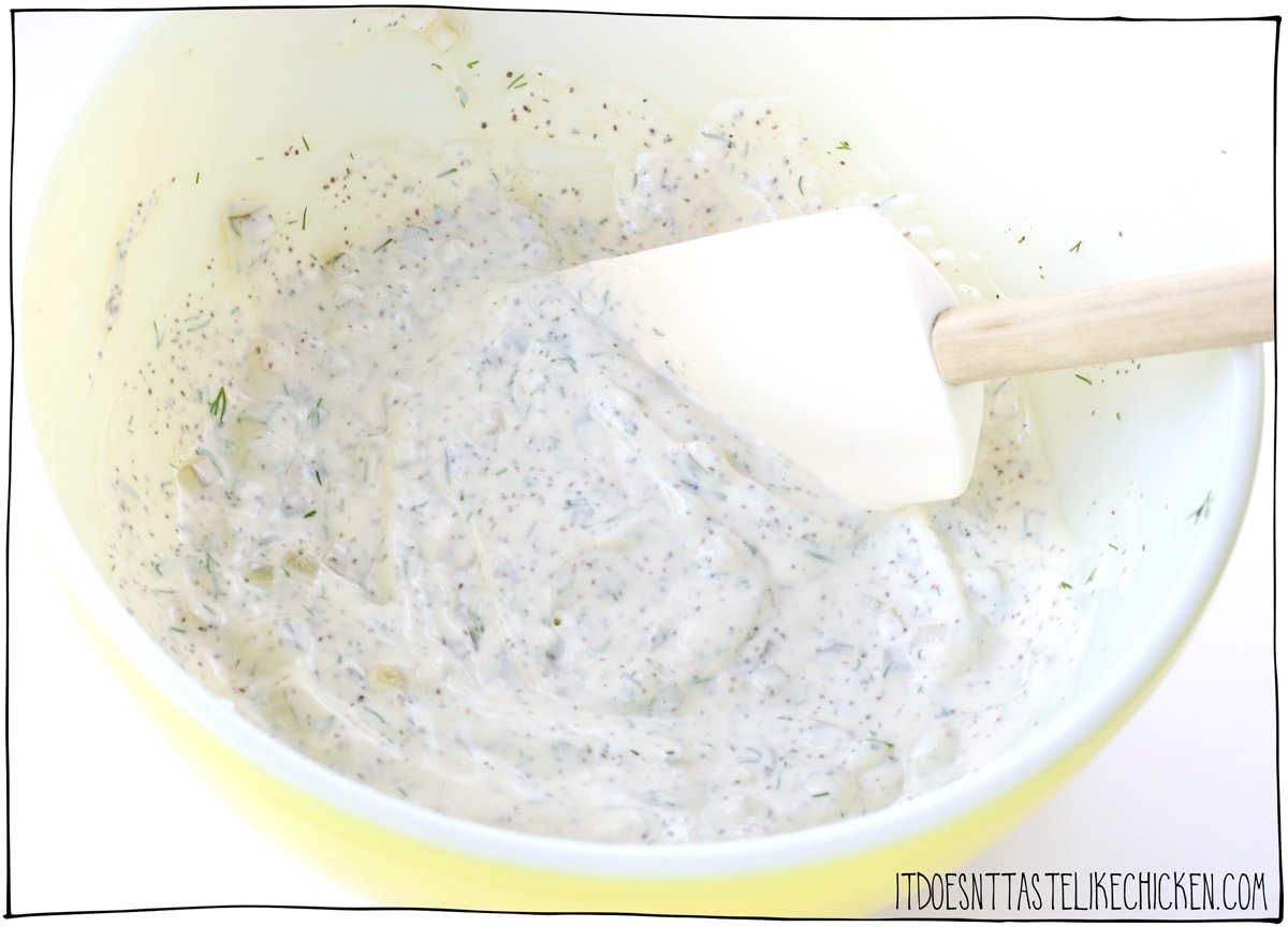 Mix the dressing ingredients in a large bowl.