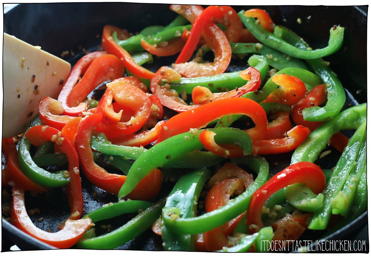 stir-fry the peppers