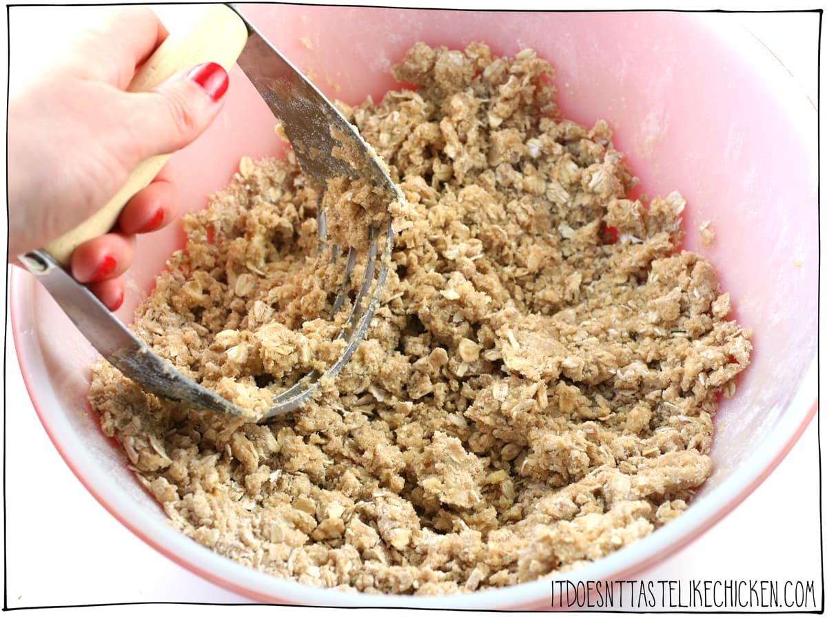 mash together the oatmeal mixture.