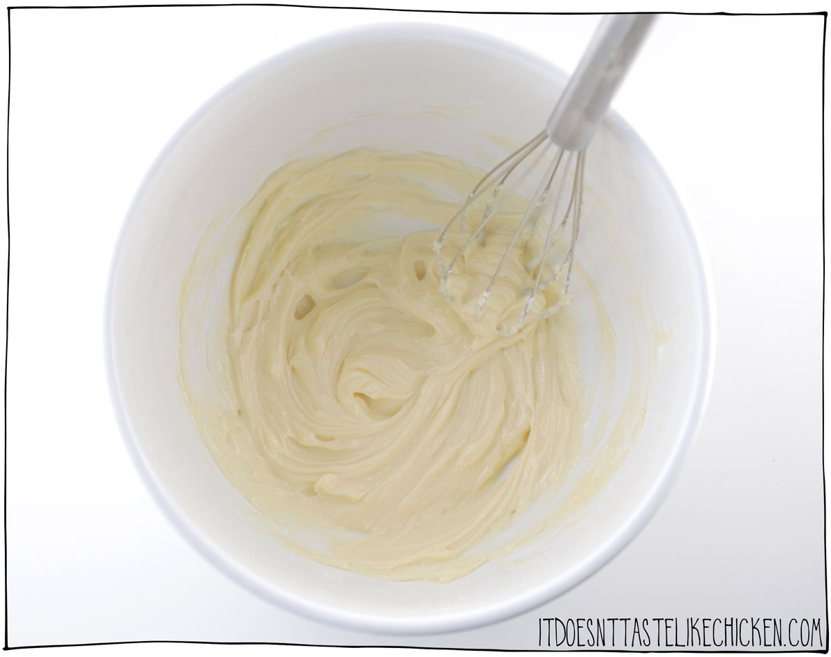 Whip the vegan butter with the sugar, vanilla, and salt.