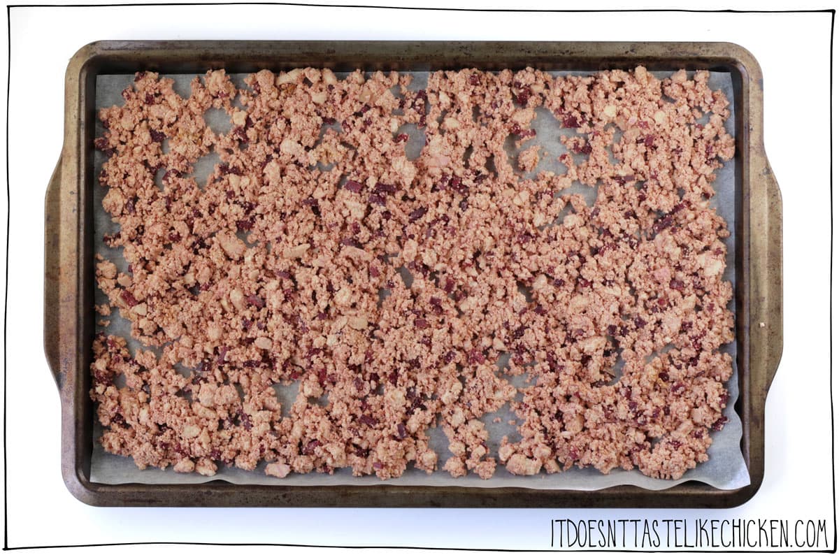 Spread over a baking sheet and bake for 35 to 45 minutes, stirring every now and then.