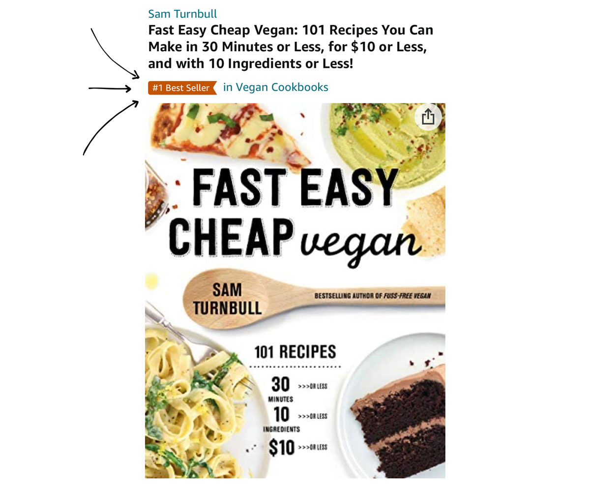 Fast Easy Cheap Vegan, el libro de cocina vegana más vendido en Amazon.com 