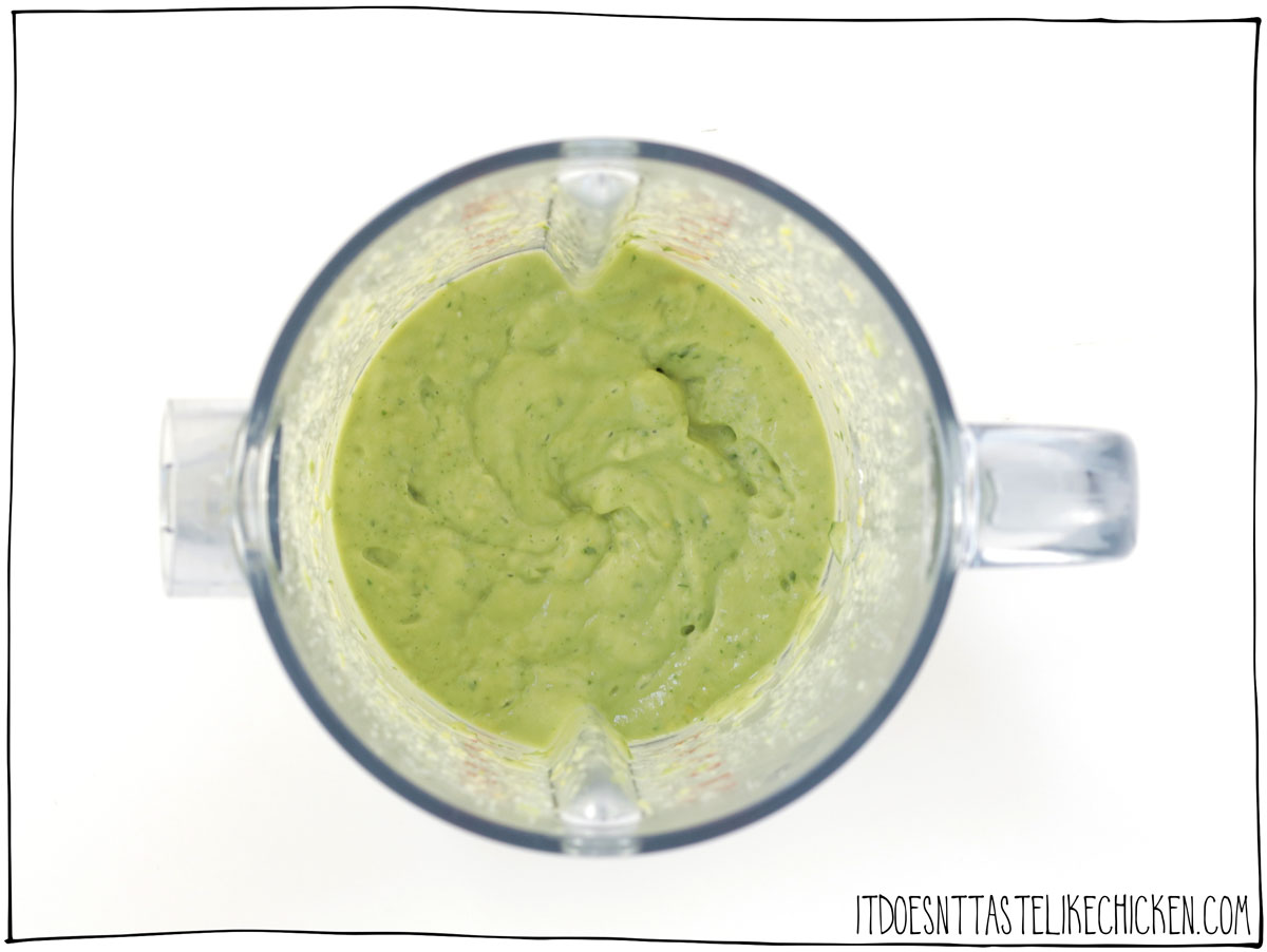 Add the avocado, cilantro, water, agave, and lemon juice to a blender or food processor. Blend until creamy.