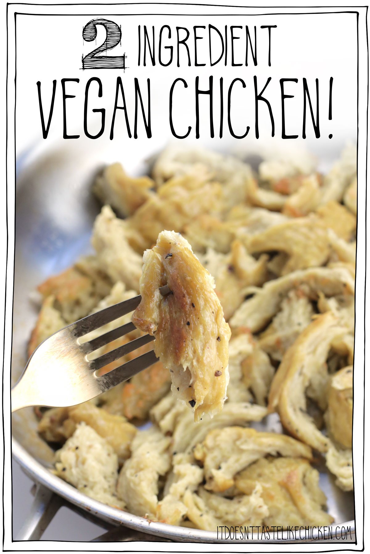 Making 2 ingredient vegan chicken is fun and although it's a bit time-consuming, each step is actually pretty easy, and the results are SO worth it. This is the most chicken-y vegan chicken I have ever tasted!! Washed flour seitan is chewy and juicy. The seitan pulls apart into shreds that are perfect for snacking on, or you can add them to practically any dish- pasta, sandwiches, salads, soups, wherever you like! #itdoesnttastelikechicken #veganchicken