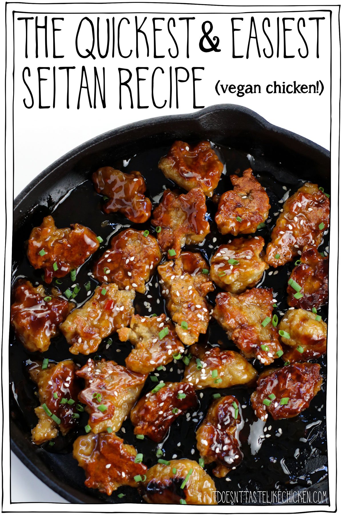 Just 20 minutes to make, and only 7 ingredients, this is by far the quickest and easiest seitan recipe ever!! This vegan chicken alternative is simple to whip up and perfect to add to any meal.  Crispy crunchy on the outside, and tender chewy in the middle. The perfect meaty texture to amp up any vegan meal! If you are new to making seitan this is the perfect recipe for beginners to try. #itdoesnttastelikechicken #seitan #veganrecipes