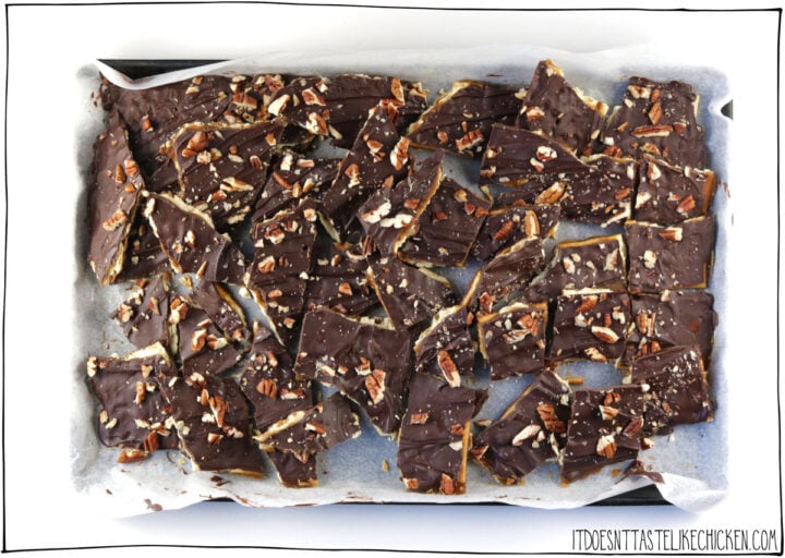 chill until set then crack it apart to make vegan christmas cracker candy!