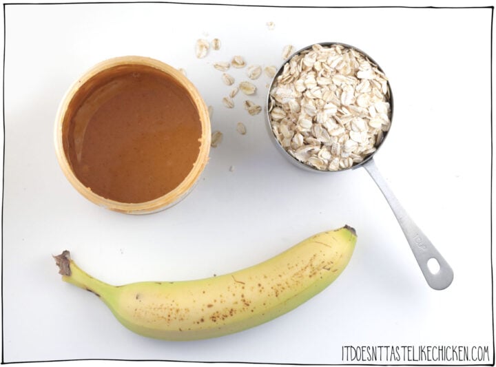 Just 3 ingredients- peanut butter, oats, and banana.