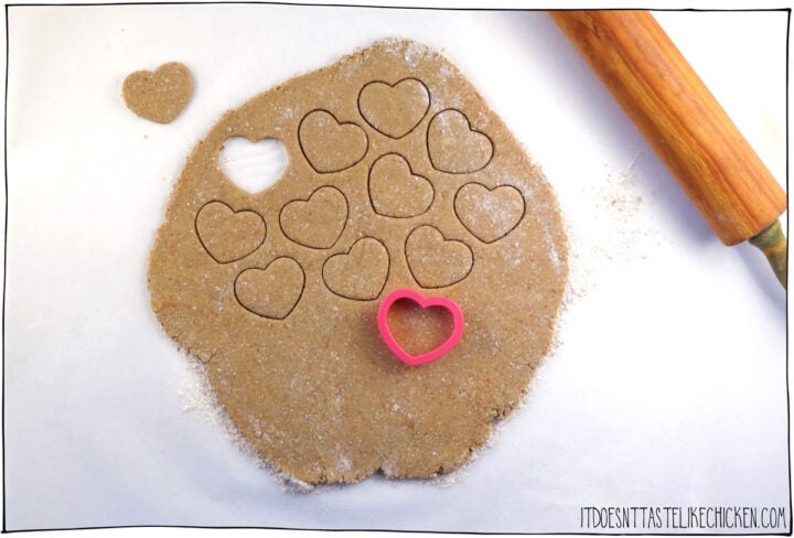 Roll out the dough and cut your dog treat shapes.