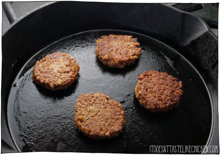 Fry the vegan sausage until its crispy on the outside and cooked through