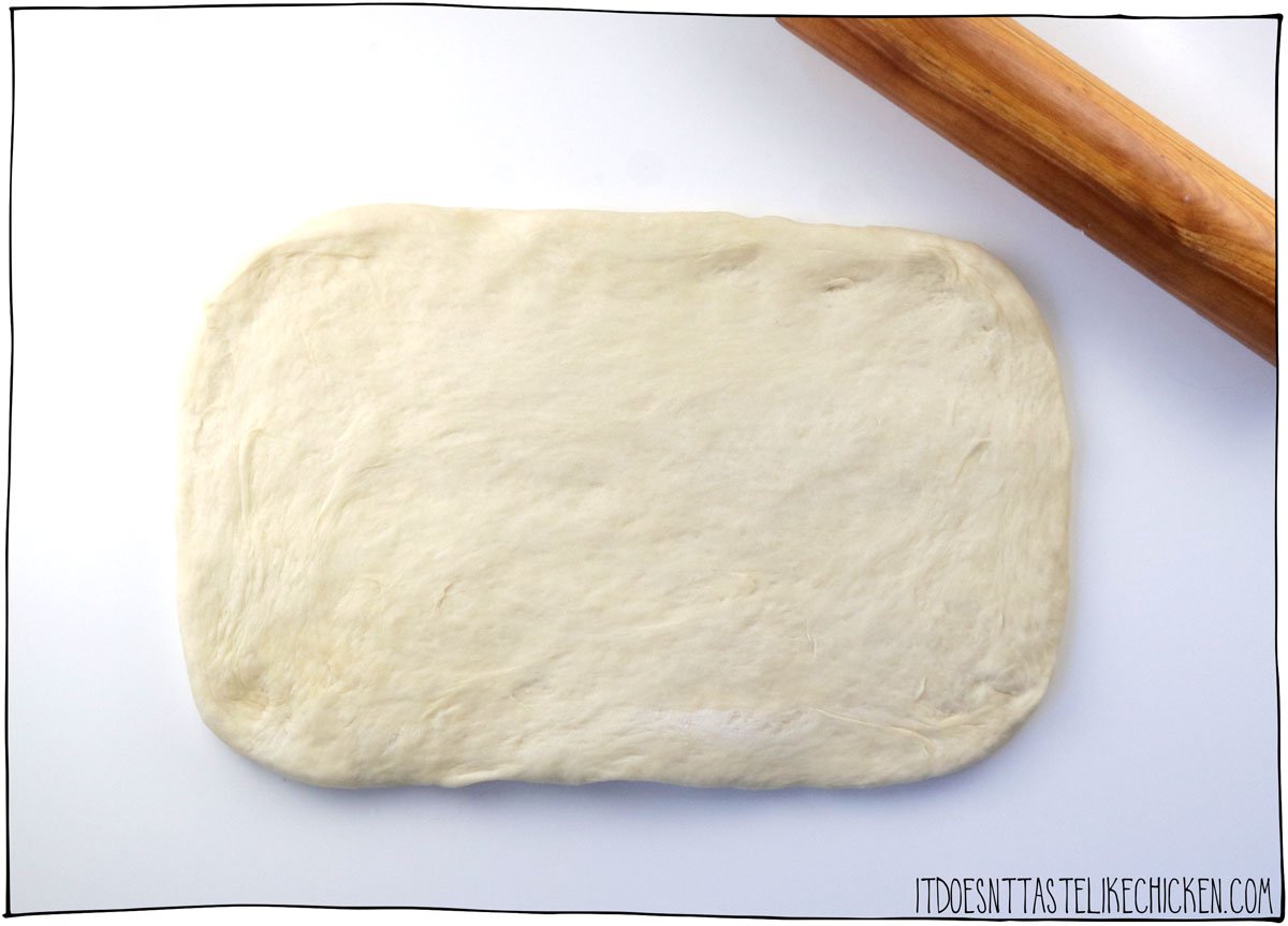 punch the dough down then roll it into a rectangle 8" x 15". 