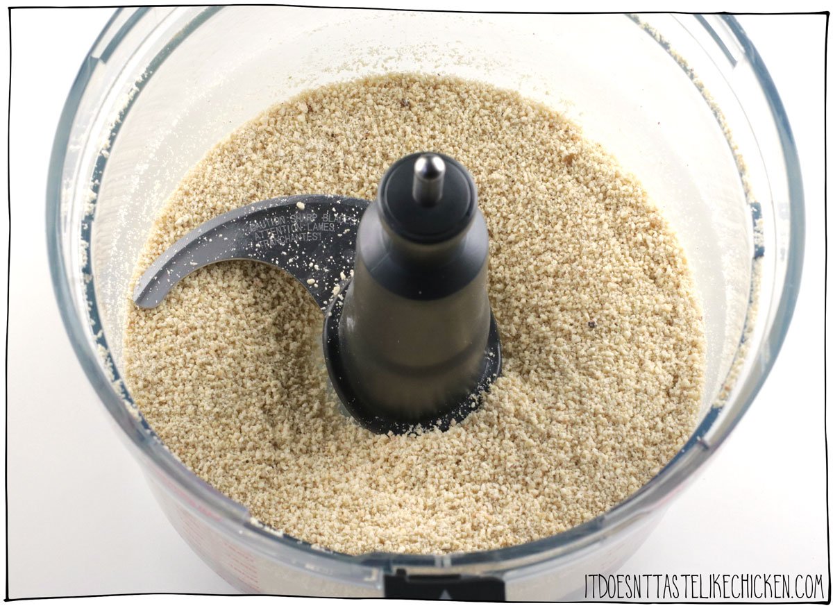for the vegan ricotta, grind the cashews in the food processor.