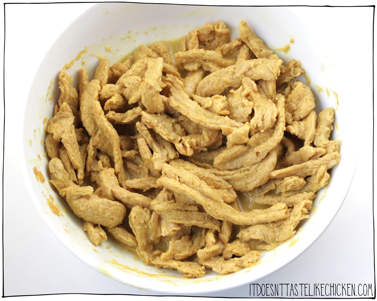 Marinate the soy curls until they are softened.