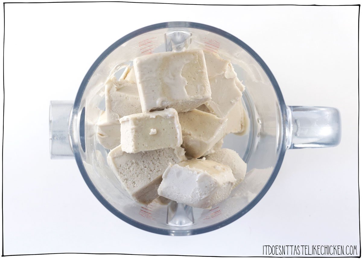Once frozen, add the ice cubes to your blender and blend.