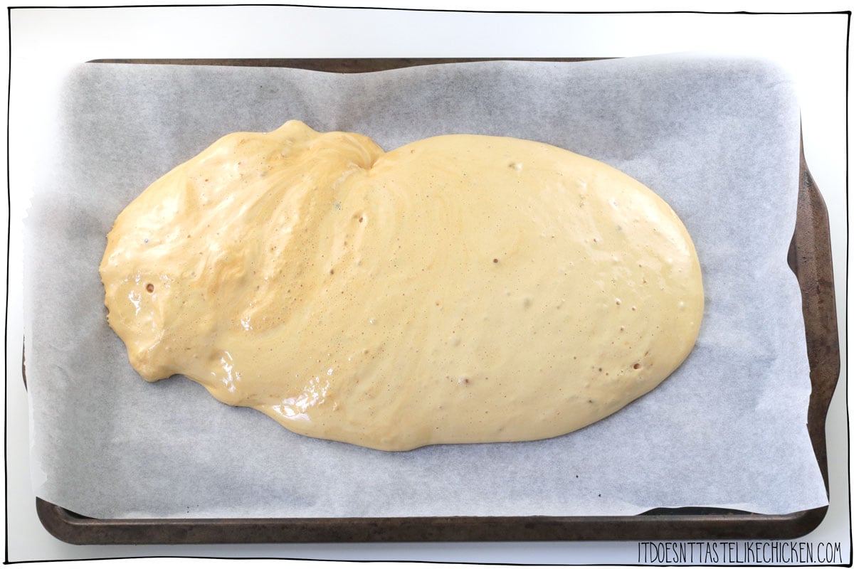 Pour on a parchment paper lined baking sheet and let cool