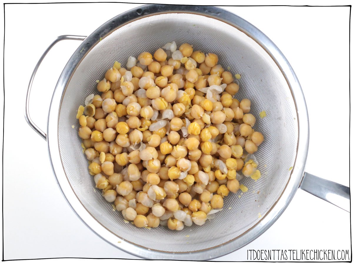 Drain and rinse the chickpeas. They will be falling apart.