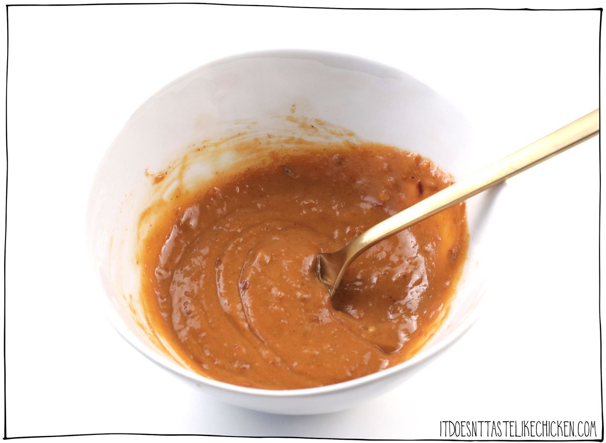 Mix the peanut sauce ingredients and set aside.