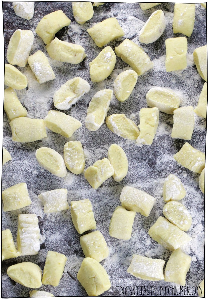 Pillowy, tender, chewy, and absolutely delicious! Making homemade vegan gnocchi is like bringing a 5-star restaurant dish into your own kitchen. Preparing gnocchi takes a few steps, but every step is simple and the results are so worth it! This is the perfect cooking project for when you want to make something extra special. You can enjoy the gnocchi within a few hours of making them or freeze them so they are ready to be cooked and served another day. #itdoesnttastelikechicken #veganrecipe