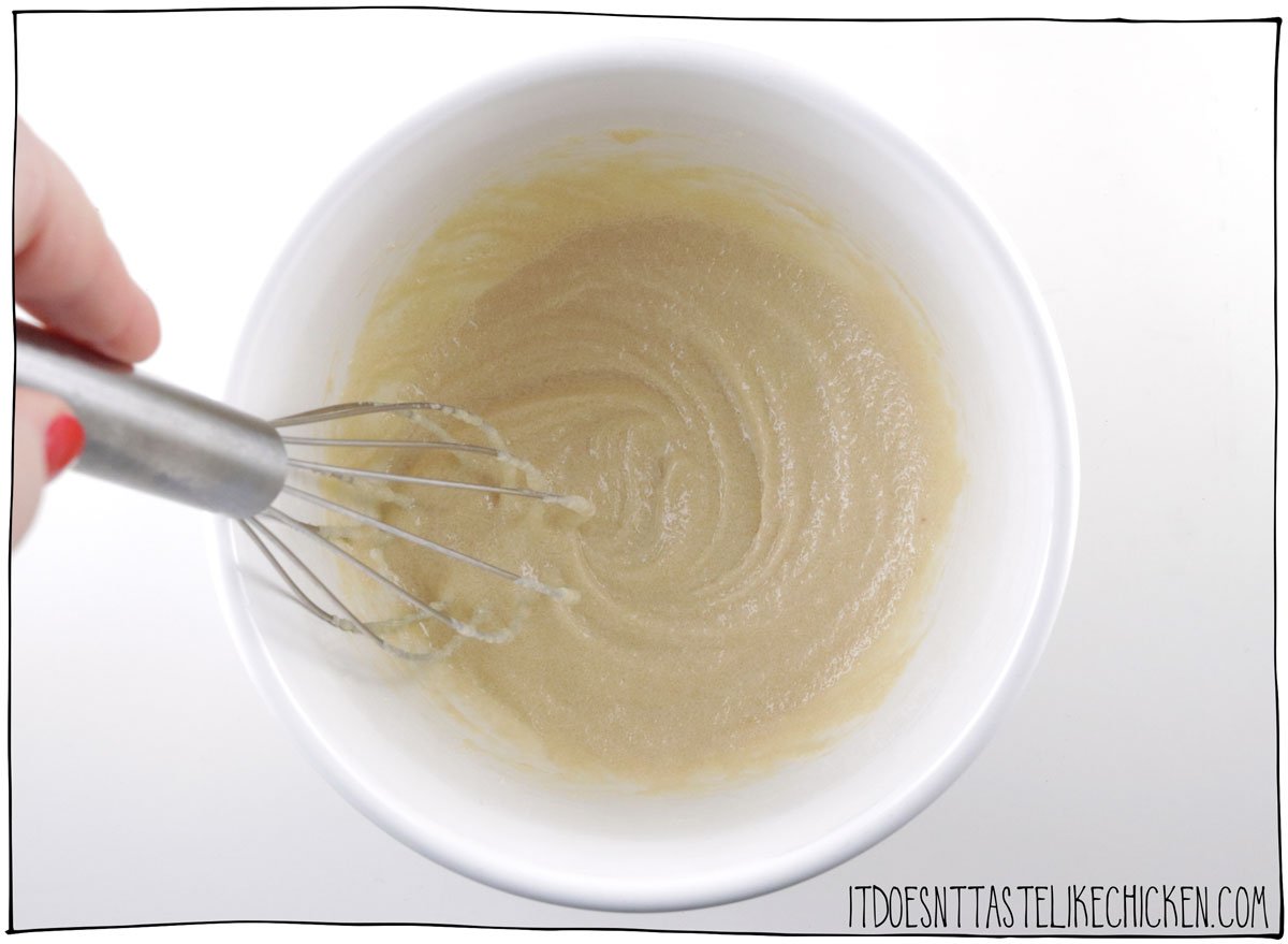 Whisk together butter and sugars