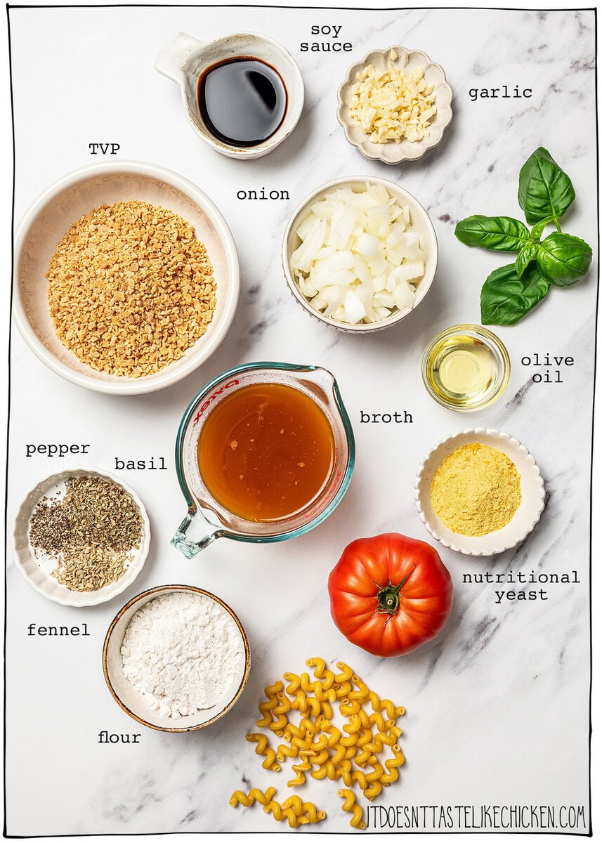 Ingredients for vegan meatballs.