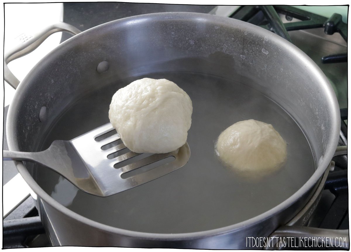 Boil the buns in a baking soda bath for 20 seconds each