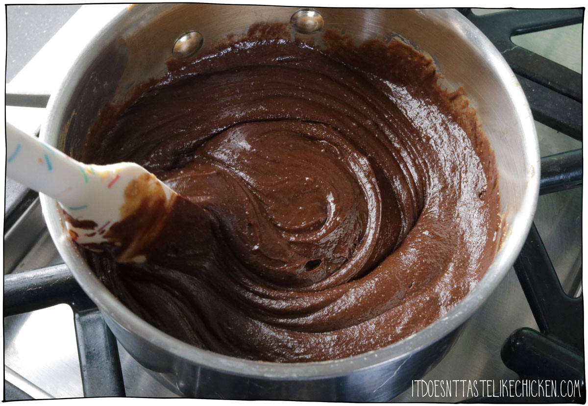 Melt the chocolate chips into the peanut butter mixture.