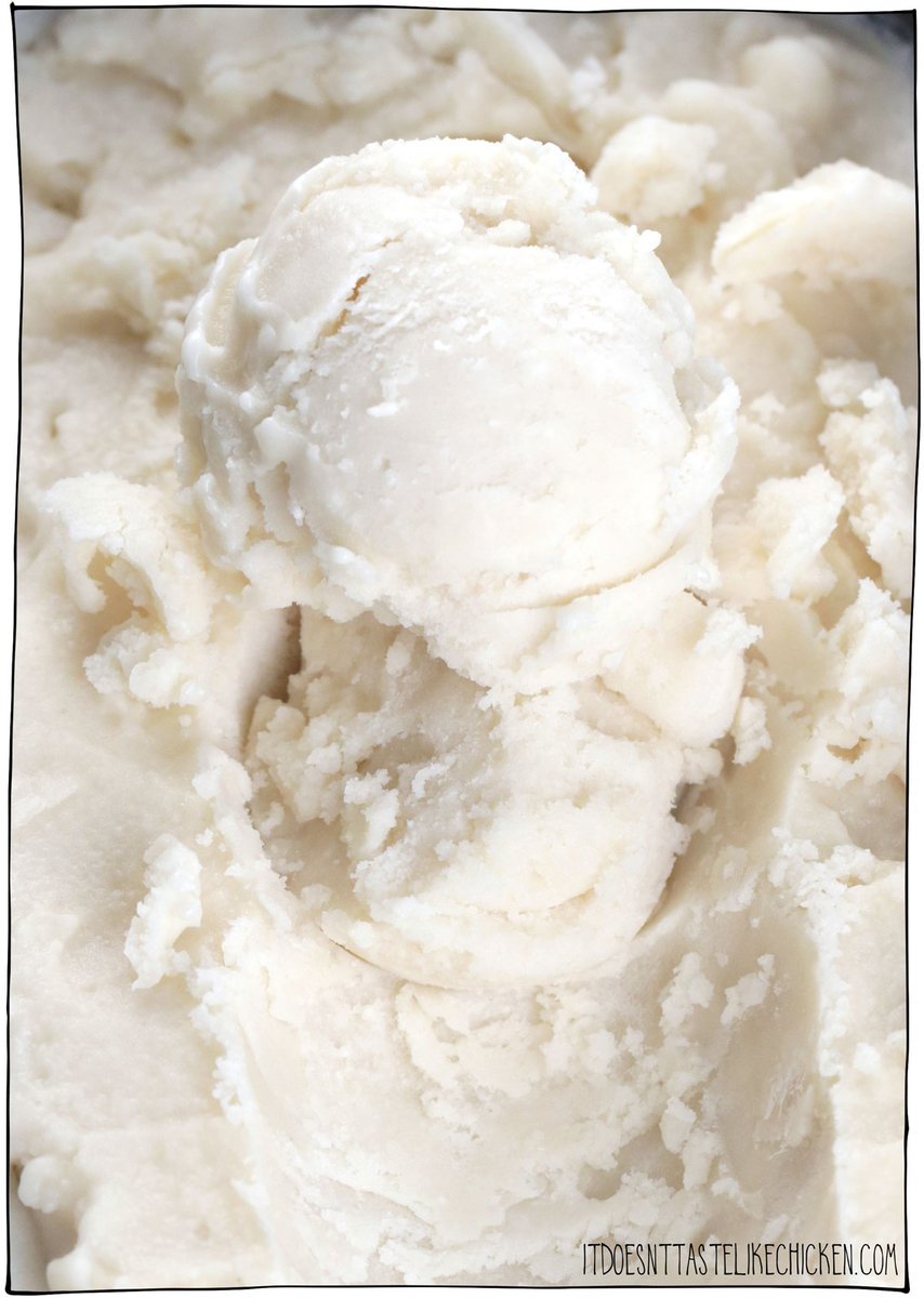 Just 5 ingredients, dairy-free, vegan, nut-free, and allergy-friendly, this Rice Ice Cream recipe is the perfect summer treat that everyone can enjoy! It's also a great way to use up leftover rice. This ice cream tastes exactly like classic vanilla ice cream and it's great to enjoy on its own or with birthday cake! Instructions include how to make it with or without an ice cream machine. #itdoesnttastelikechicken #icecreamrecipe #vegan #dairyfree #allergyfriendly