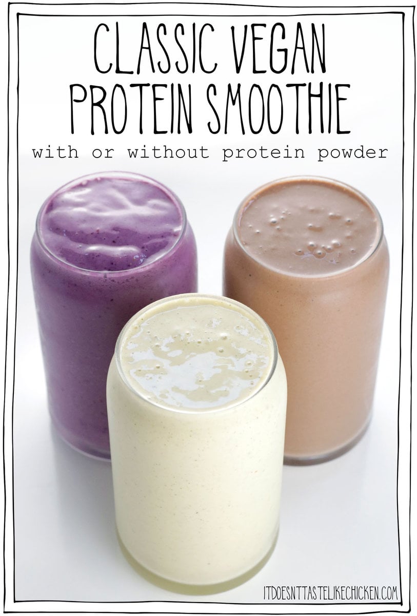 This delicious and healthy Classic Vegan Protein Smoothie recipe requires just 3 - 4 simple ingredients and a few minutes to prepare. This formula lets you choose exactly how you want to make your smoothie with fruit, plant milk, and protein of your choice. Choose between using protein powder or one of the many no-protein powder options provided! Make a perfect protein-rich smoothie every time!