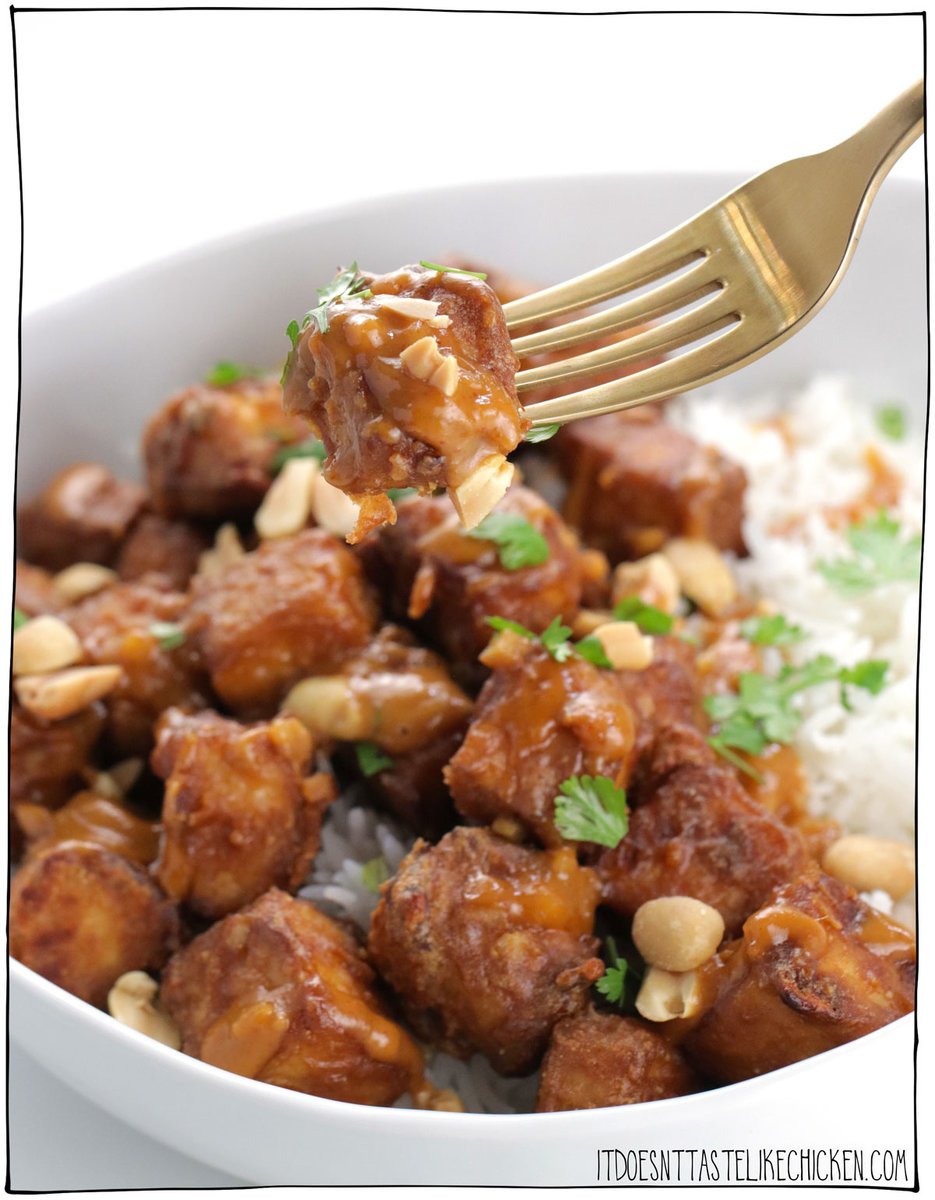 Easy Peanut Tofu is a delicious, flavor-packed recipe that will have you begging for more! Even tofu haters will love this recipe. Tofu is baked until golden, then coated in a sticky savory peanut sauce that will tantalize your taste buds. This vegan tofu dish is easy to prepare and so delicious, you'll want to add this recipe to your weekly rotation!