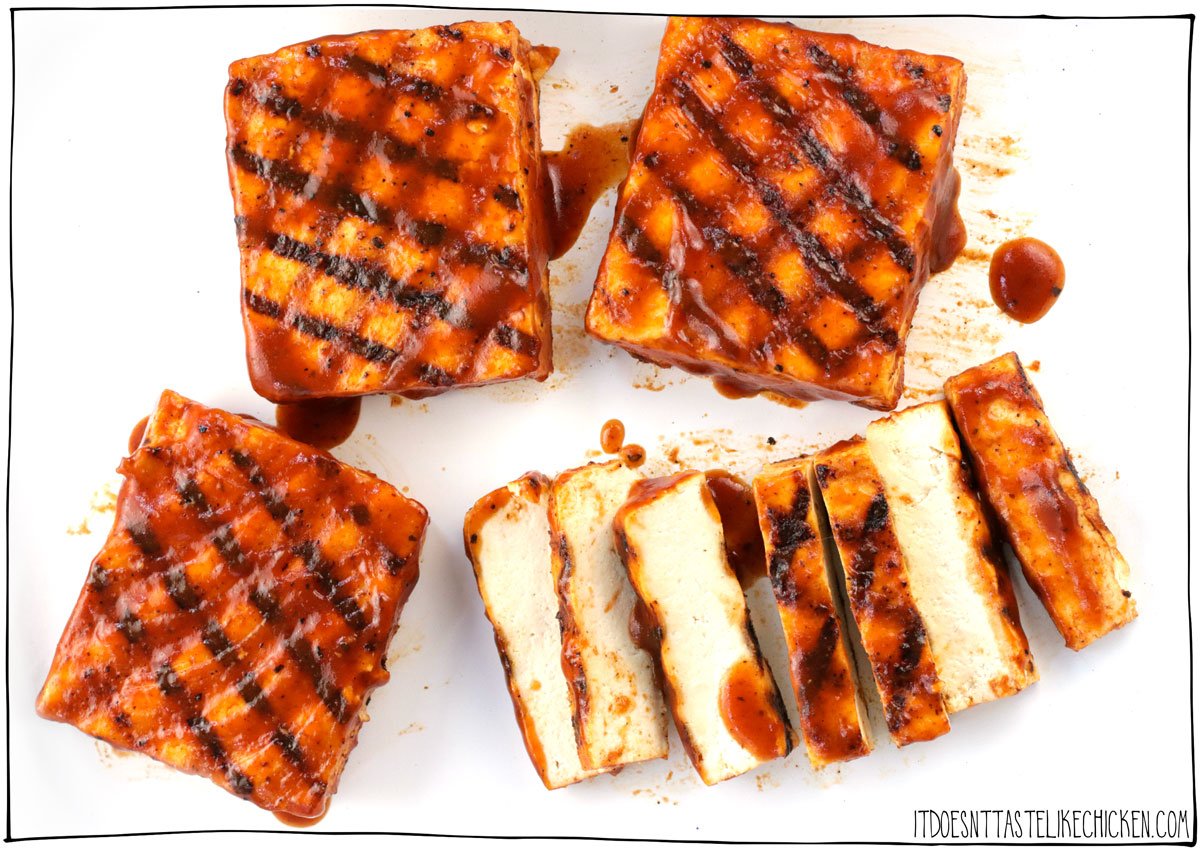 Quick & Easy BBQ Tofu is the perfect addition to your summer BBQ meal. Just 6 easy ingredients and 10 minutes of grilling time are all it takes to make this tender juicy tofu that's smothered in your favorite barbecue sauce. Pair with your favorite side dishes for the perfect vegan and vegetarian-friendly summer meal. Yum!!