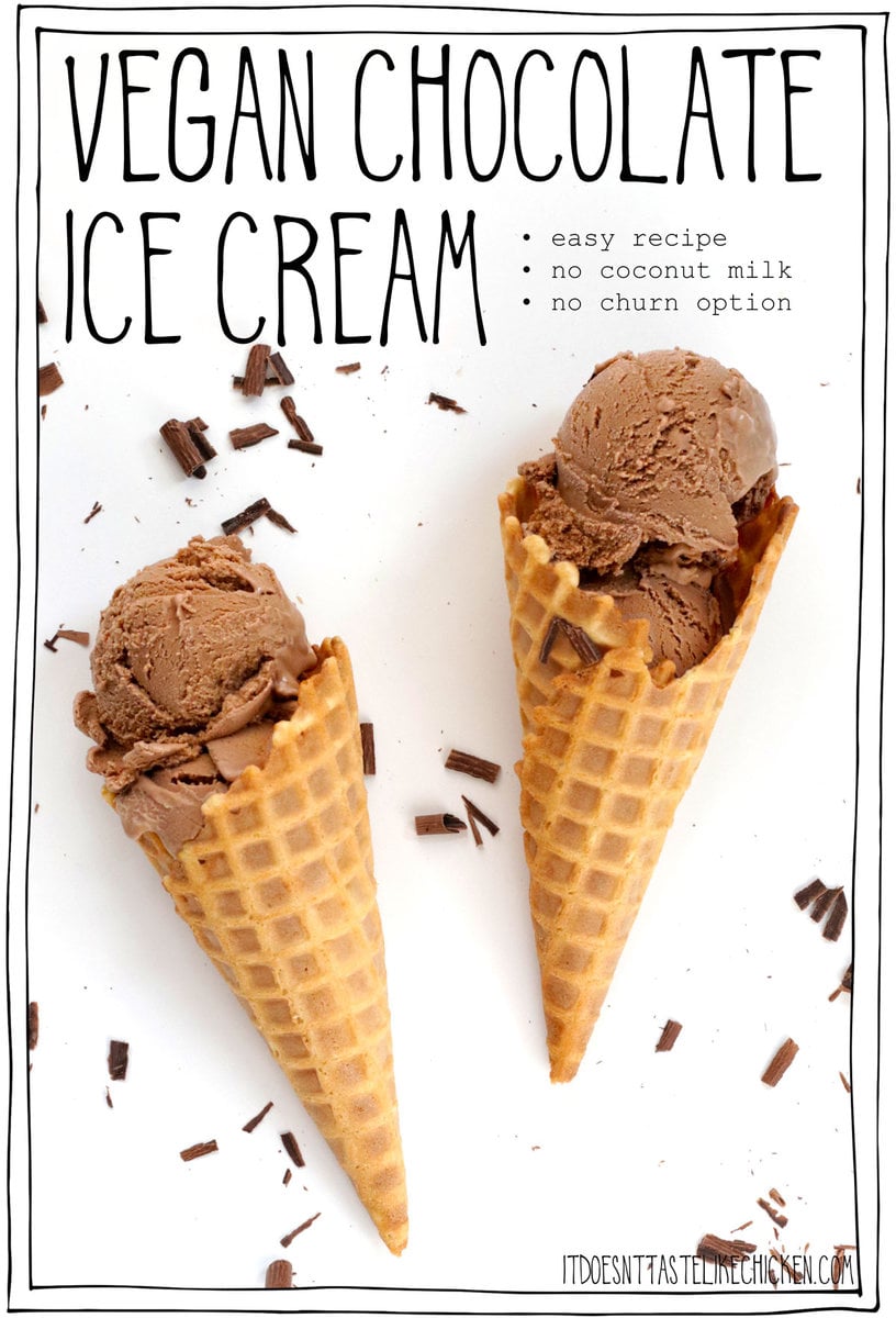 This homemade Vegan Chocolate Ice Cream recipe is creamy, silky, and bursting with chocolaty flavor. Just 6 ingredients and a few minutes is all it takes! There are instructions for making the ice cream in an ice cream machine but there is a no ice cream maker option as well.