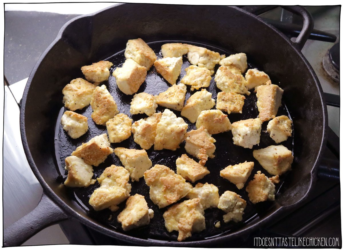pan-fry the tofu until golden brown.