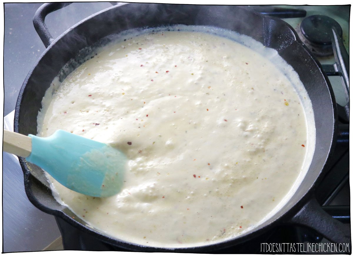 add the ingredients to make a creamy sauce. 