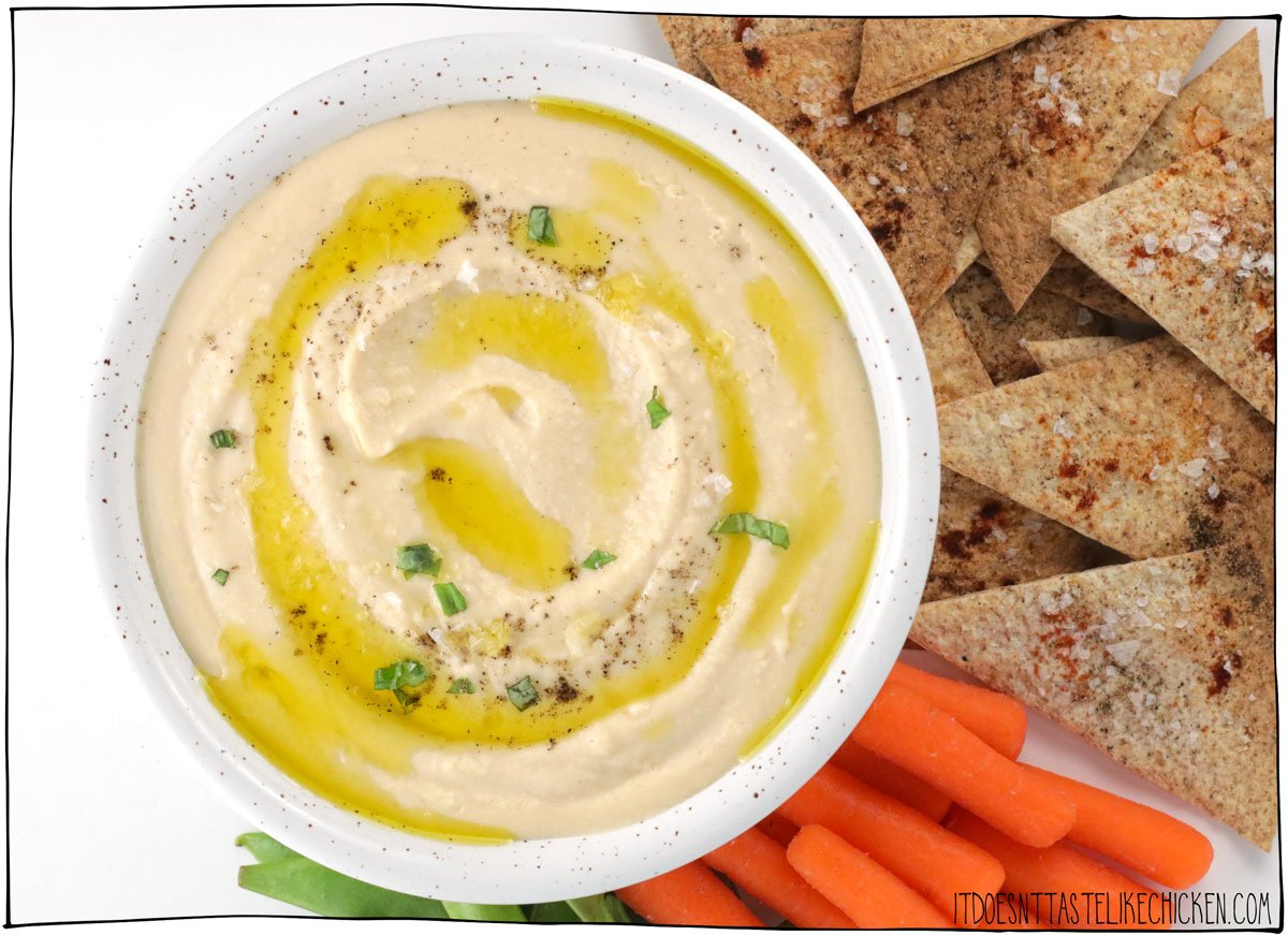 This Easy Lentil Hummus recipe uses all the same seasonings as traditional hummus but instead of using chickpeas, it's made with red lentils! "Hummus" is Arabic for "chickpea" so this is not truly a hummus recipe, but just a hummus-inspired lentil dip. This dip is extra-creamy and smooth, easy to make, and packed with protein!