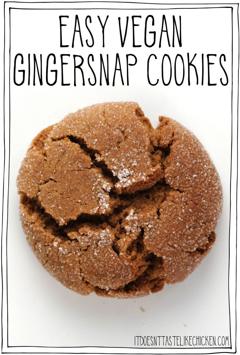 Crispy, chewy, and bursting with ginger, these Easy Vegan Gingersnap Cookies are an absolute crowd-pleaser! Plus, the best part? They're incredibly easy to make, with just 30 minutes, one bowl, and ingredients you probably already have in your kitchen. This gingersnap cookies recipe also freezes beautifully so they are perfect for a make-ahead Christmas cookie platter!