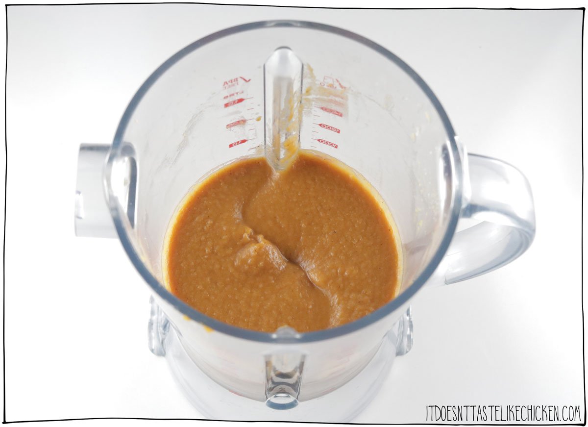 Blend all the sweet potato pie filling ingredients in a blender until smooth and creamy.