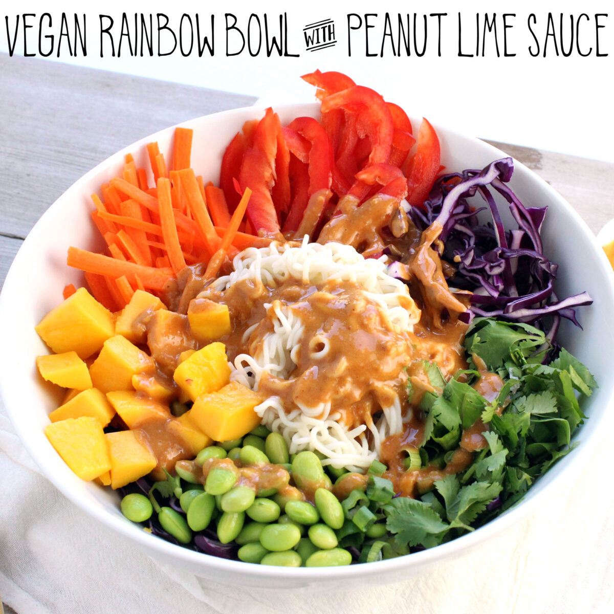 Vegan Rainbow Bowl with Peanut Lime Sauce