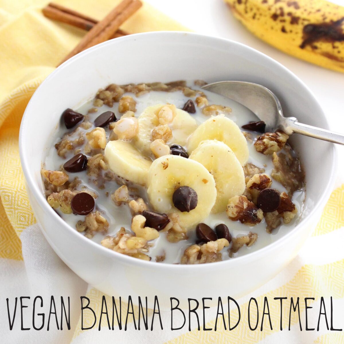 banana bread oatmeal recipe - vegan