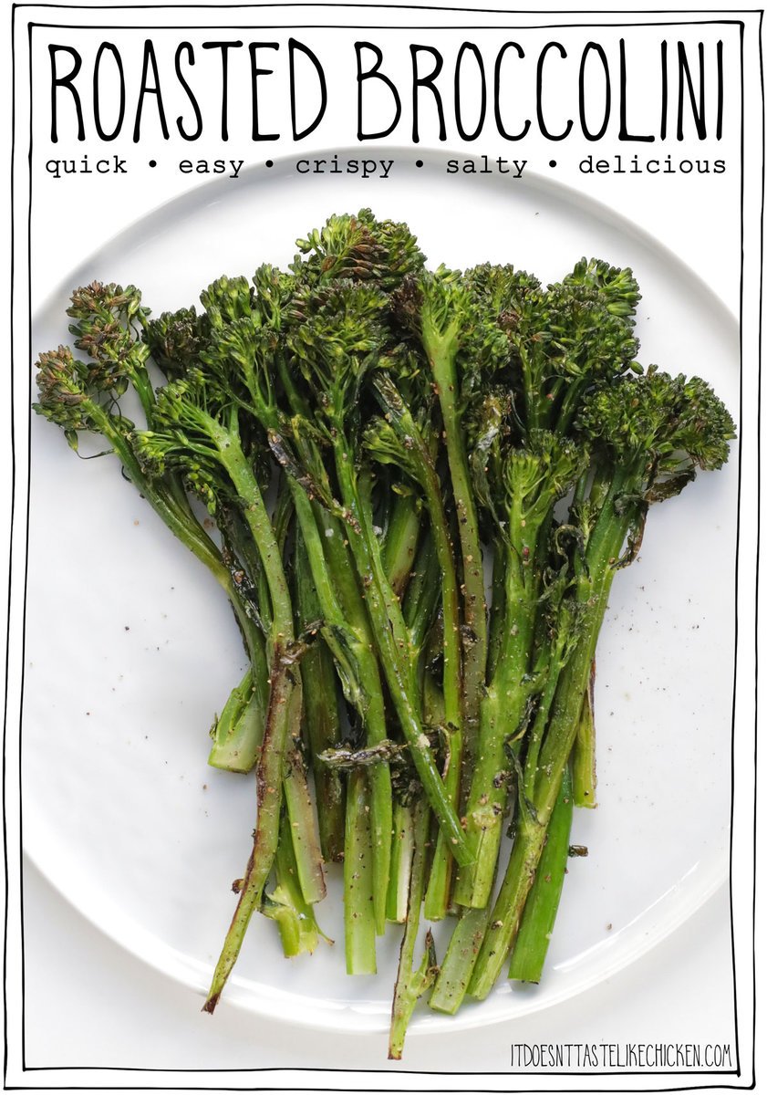 Roasted Broccolini is restaurant quality fancy but it's so quick and easy to make! Crispy, salty, and oh-so-delicious, roasted broccolini is the best easy side dish for any meal. This broccolini is so tasty that I can't resist eating it straight from the pan!