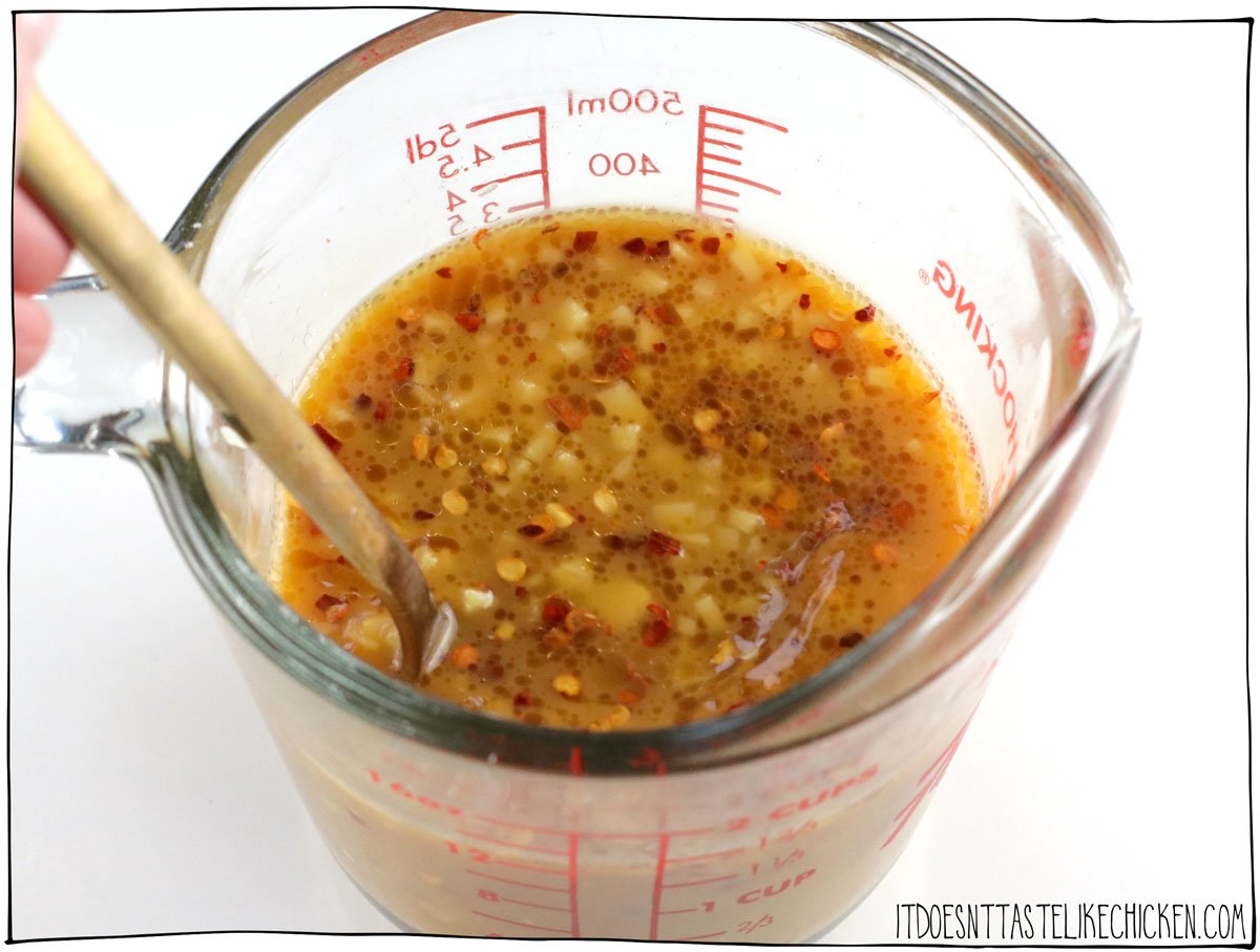 Mix all of the sauce ingredients together in a small bowl.